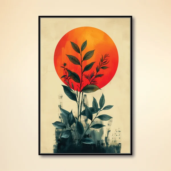 Minimalist-Botanical-Sunset-Canvas-Wall-Art-Modern-Nature-Design